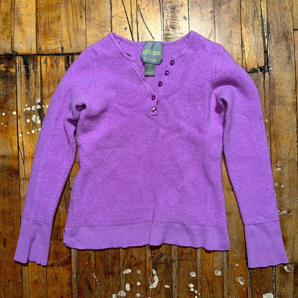 Wicked Wool Sweater Womens Medium Lavender Solid‎ Long Sleeve Crew Neck Pullover